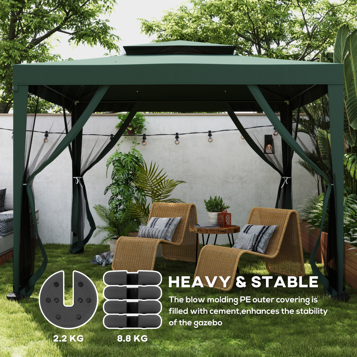 Outsunny Set of 4 Tent Anchor Weights for Pop-Up Gazebos and Folding Tents – Wind Resistant Base Weights