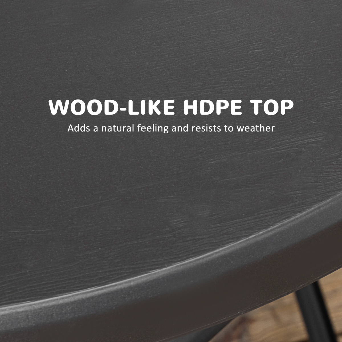 Outsunny Foldable Round Garden Dining Table for 4 with Steel Frame & Wood-Effect Top – Space-Saving Outdoor Table