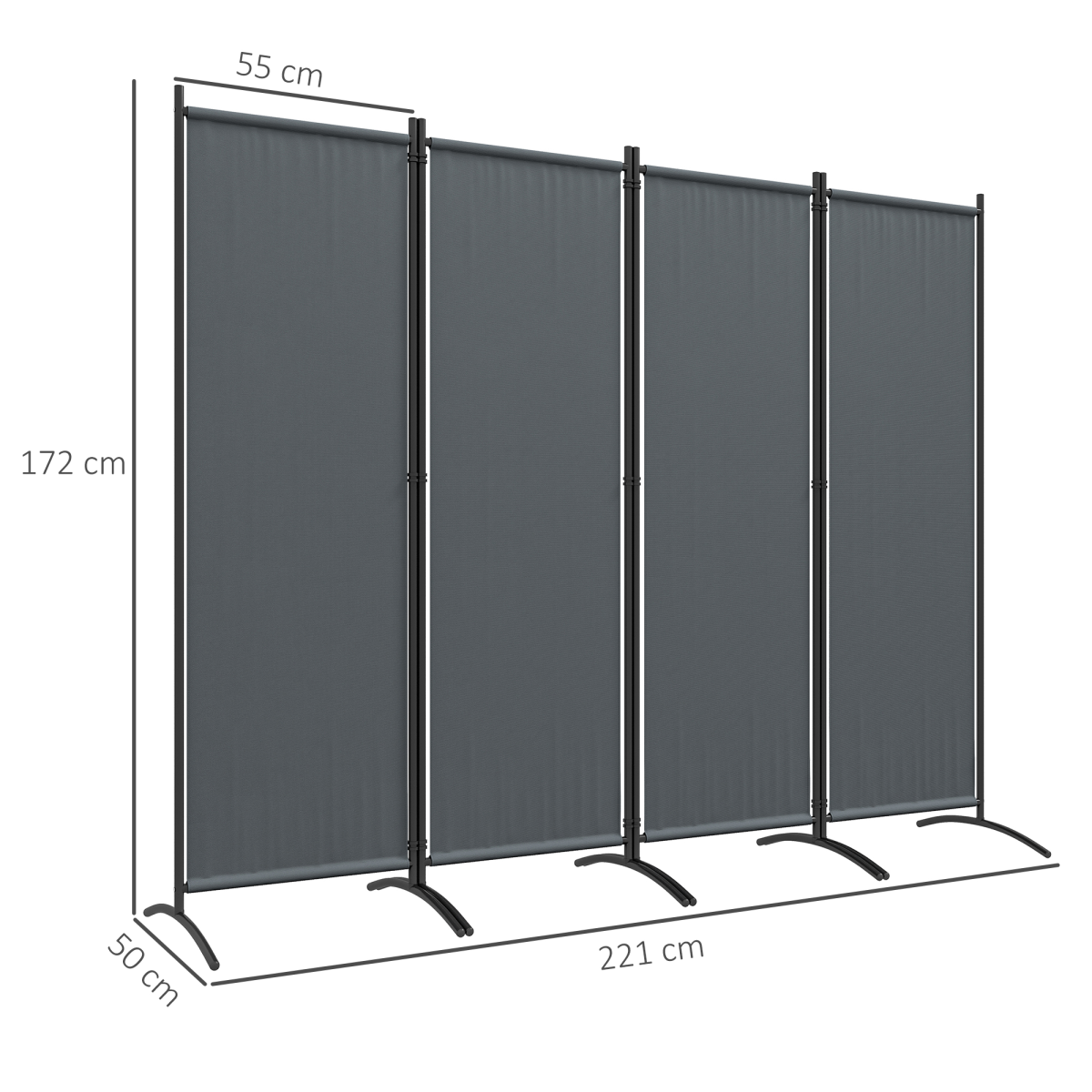 Outsunny 360° Foldable Outdoor Privacy Screen with Metal Frame – Garden and Patio Partition, Dark Grey