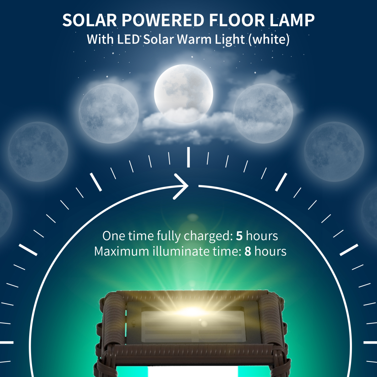 Outsunny Solar Rattan Floor Lamp with Auto On/Off LED & IP44 Water Resistance – Warm White Garden Light, Brown