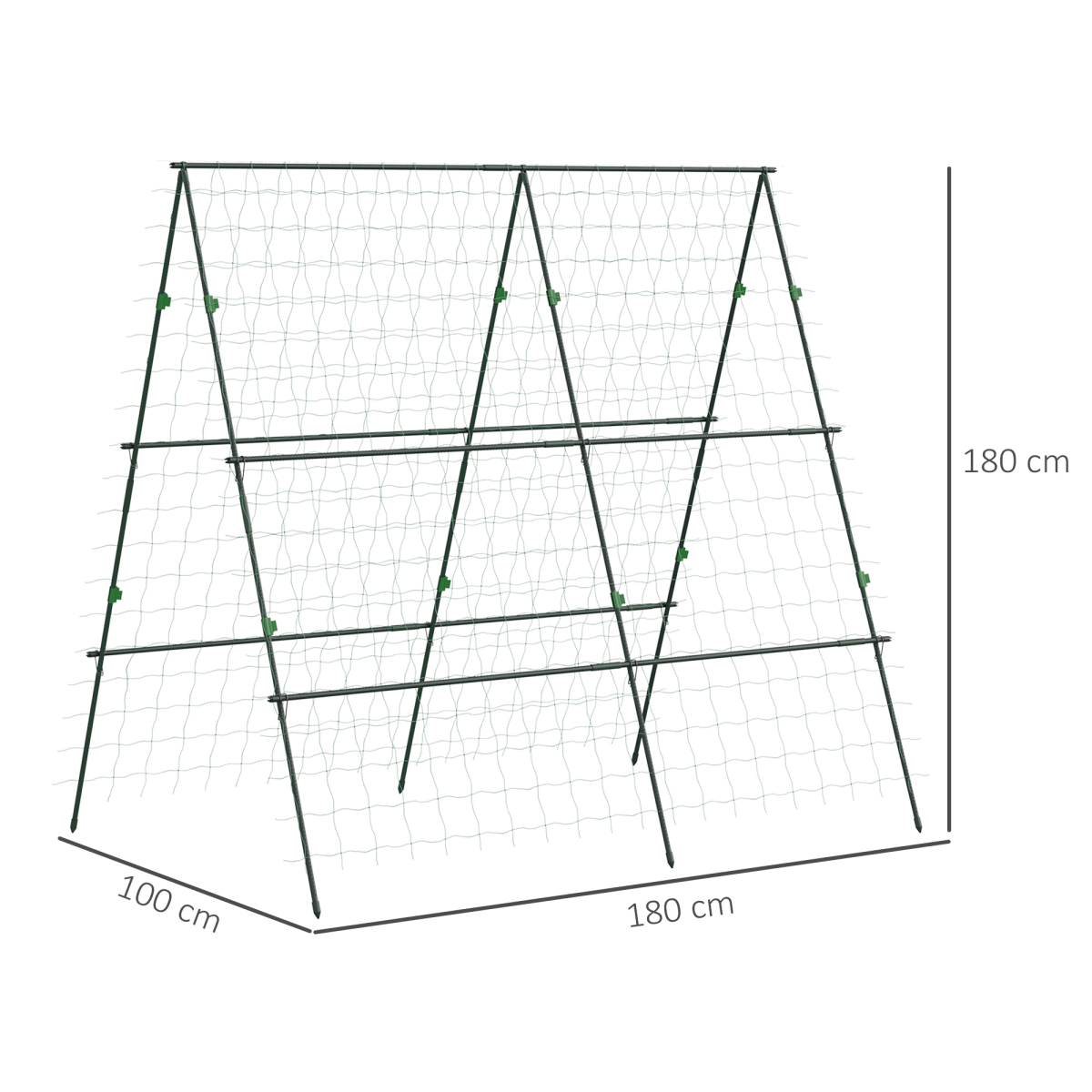 Outsunny A-Frame Trellis with Climbing Net – Plant Support for Vegetables, Flowers and Fruit, Green