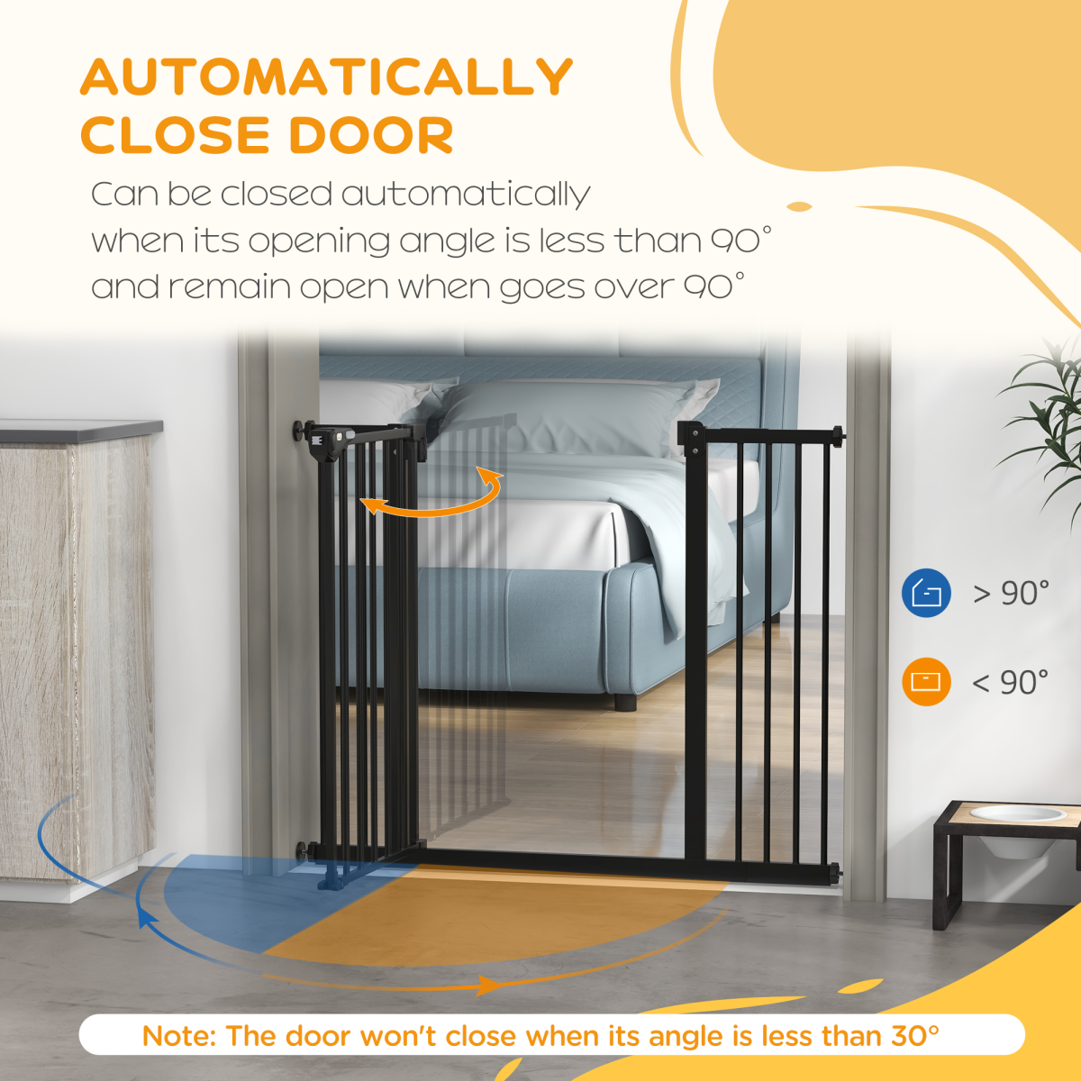 PawHut Adjustable Safety Gate with 2 Extensions and 4 Screws – Pet Gate for Doors and Stairs, Black