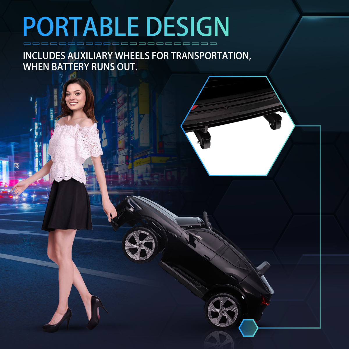 HOMCOM Audi E-tron 12V Electric Ride-On Car with Remote Control, LED Lights & Music – Kids, Black