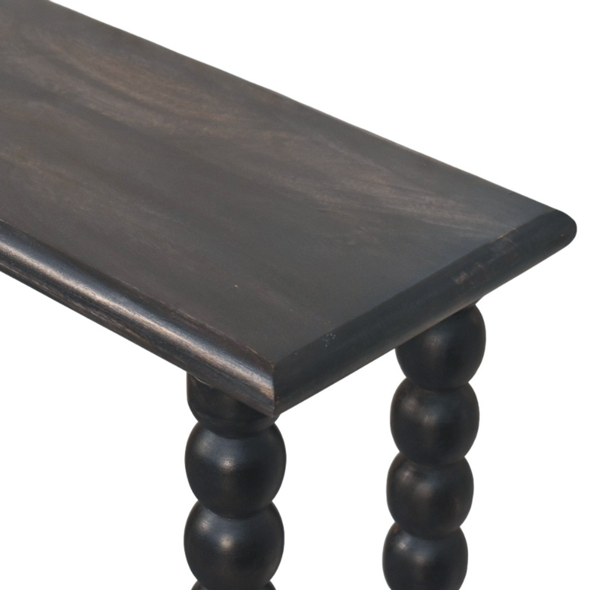 Artisan Furniture Solid Mango Wood Spindle Linear Console with Turned Legs – Hallway Console Table, Black