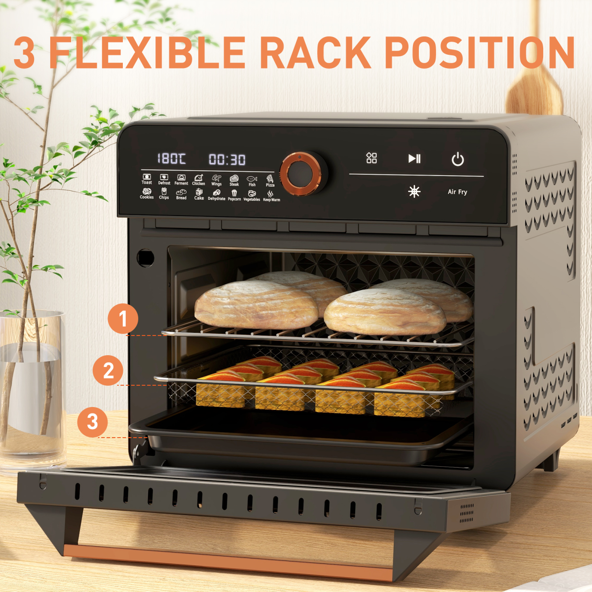 HOMCOM 20L Air Fryer Oven with 17 Presets, 1400W – Countertop Mini Oven with Rapid Air Circulation, Black
