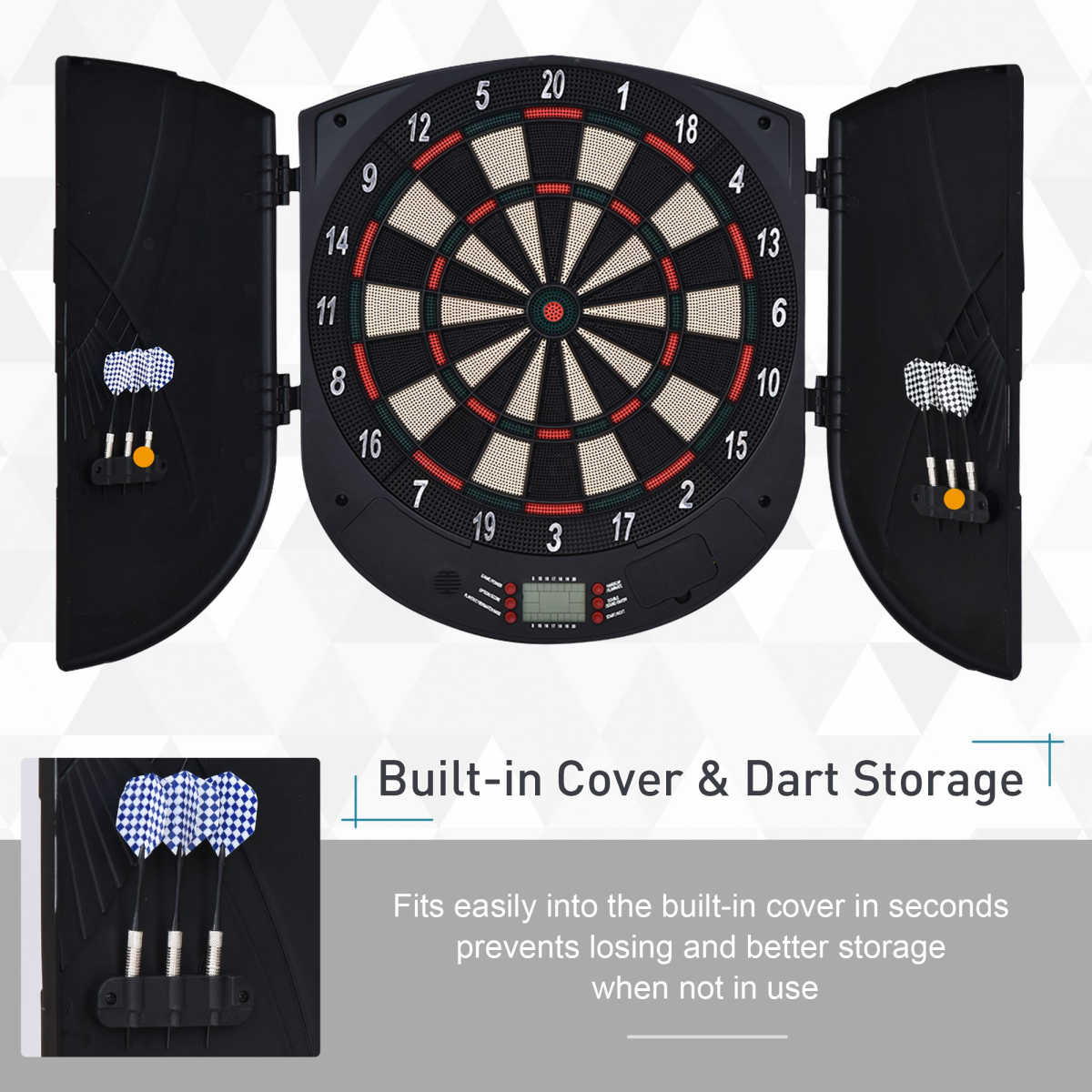 Electronic Dartboard Set with 26 Games, 185 Variations & 6 Darts – LCD Scoring, Up to 8 Players