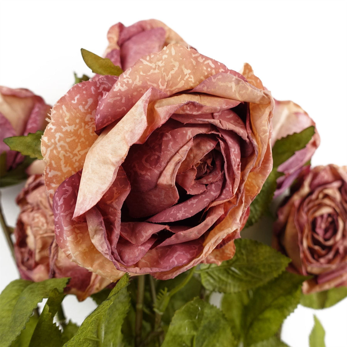 Artificial Dark Pink Rose Stems, Pack of 6 – 70cm Realistic Silk Flowers with Wired Stems