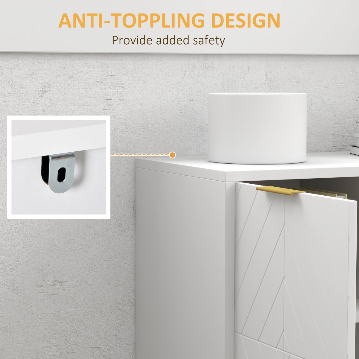 Modern Freestanding Storage Cabinet with 3 Drawers, Cupboard & Gold Base – Dining, Living Room & Bedroom