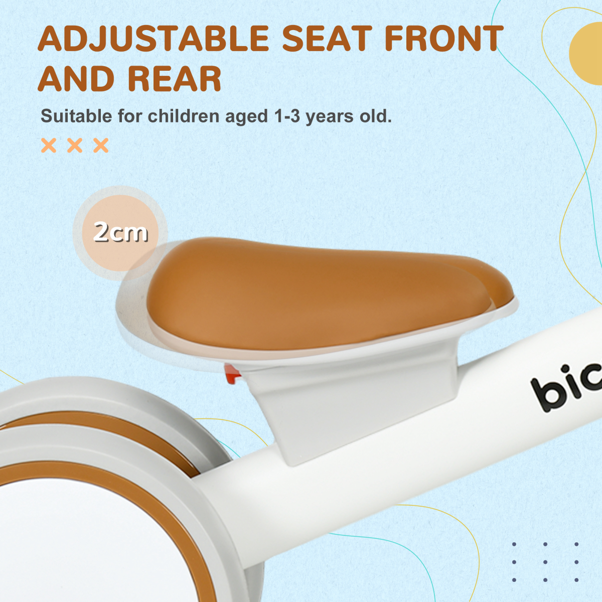 AIYAPLAY Kids Balance Bike for 1-3 Years with Adjustable Seat and Silent Tyres – Aluminium Alloy Frame, Brown