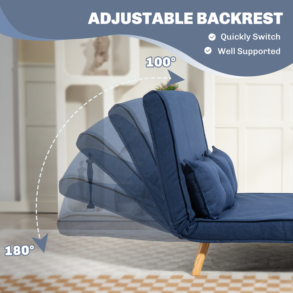 HOMCOM sofa bed metal frame and wooden legs