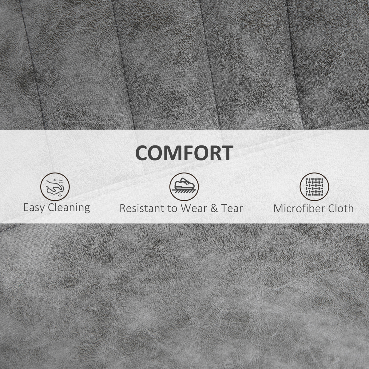 HOMCOM Set of 2 Retro Microfibre Tub Bar Stools with Footrest and Metal Frame – Grey
