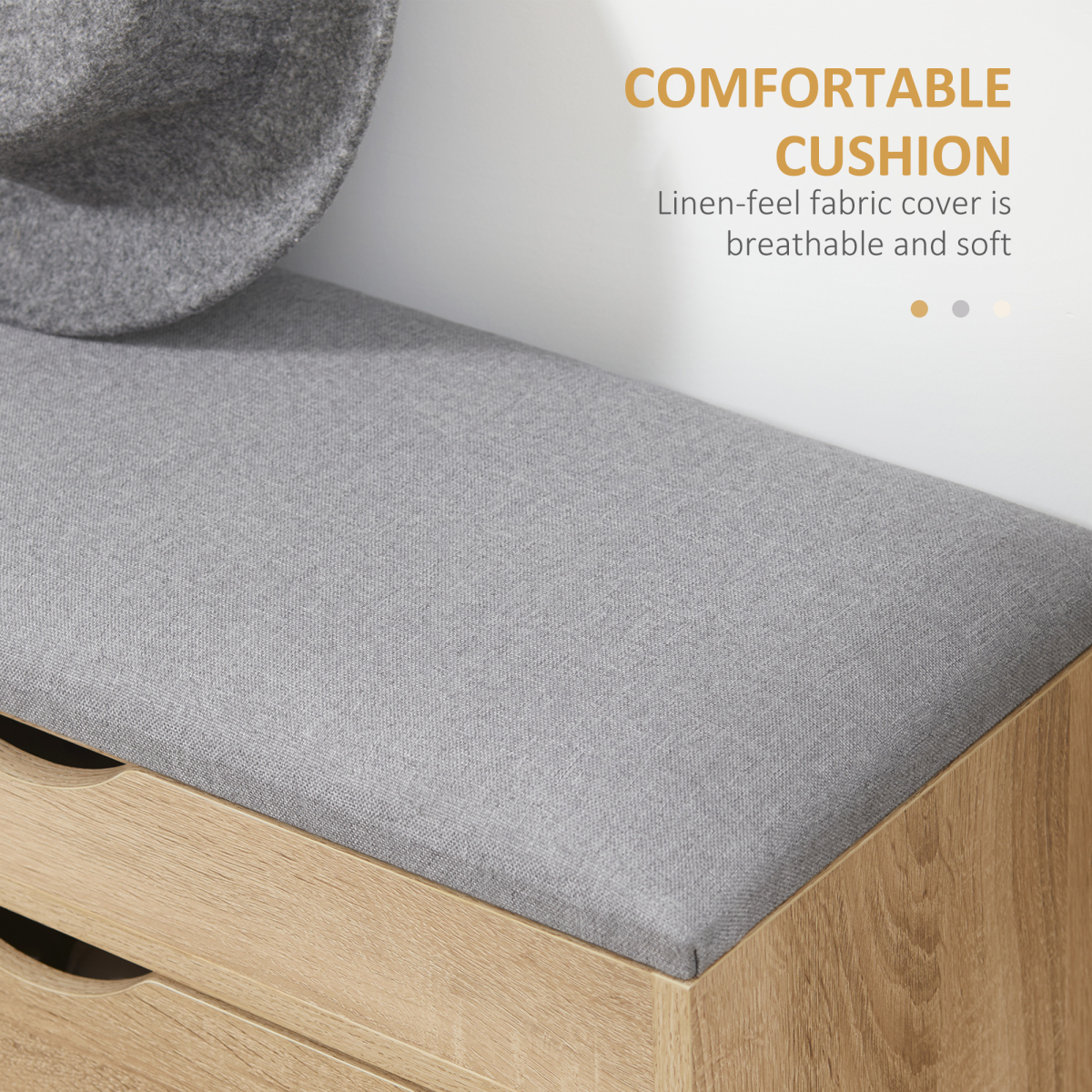 HOMCOM Entryway Shoe Bench with Cushion & Storage Cabinet – Hallway Seat, Natural