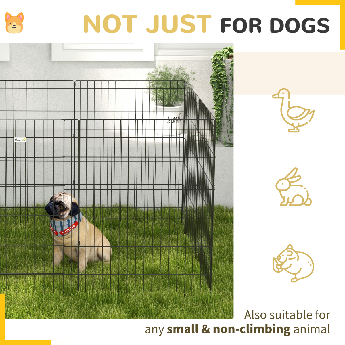 PawHut 8-Panel Metal Dog Pen with Lockable Door – Indoor/Outdoor Pet Playpen for Small & Medium Dogs, 91cm High