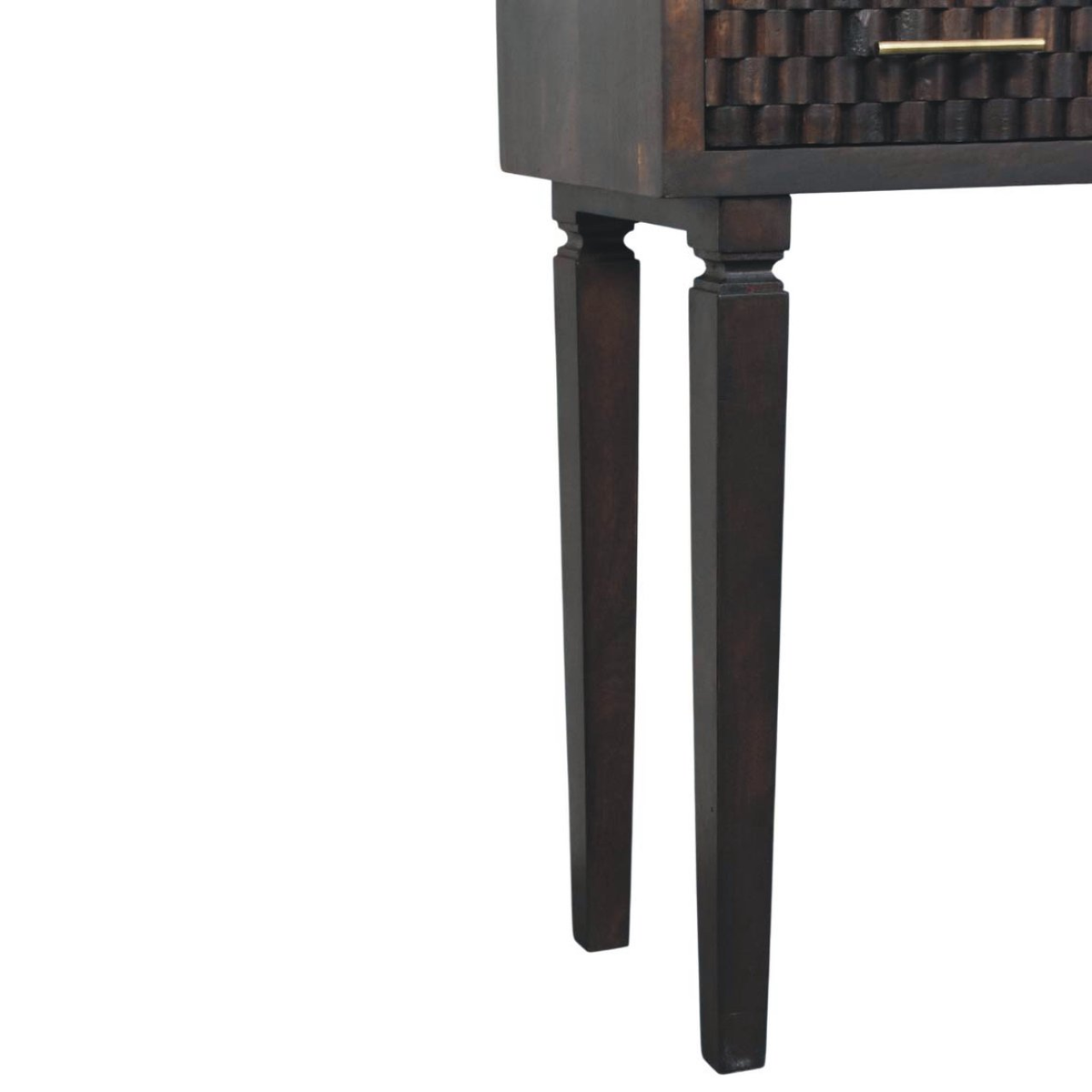 Artisan Furniture Solid Wood Arno Console Table with 2 Hand-Carved Drawers – Hallway or Desk, Dark Brown