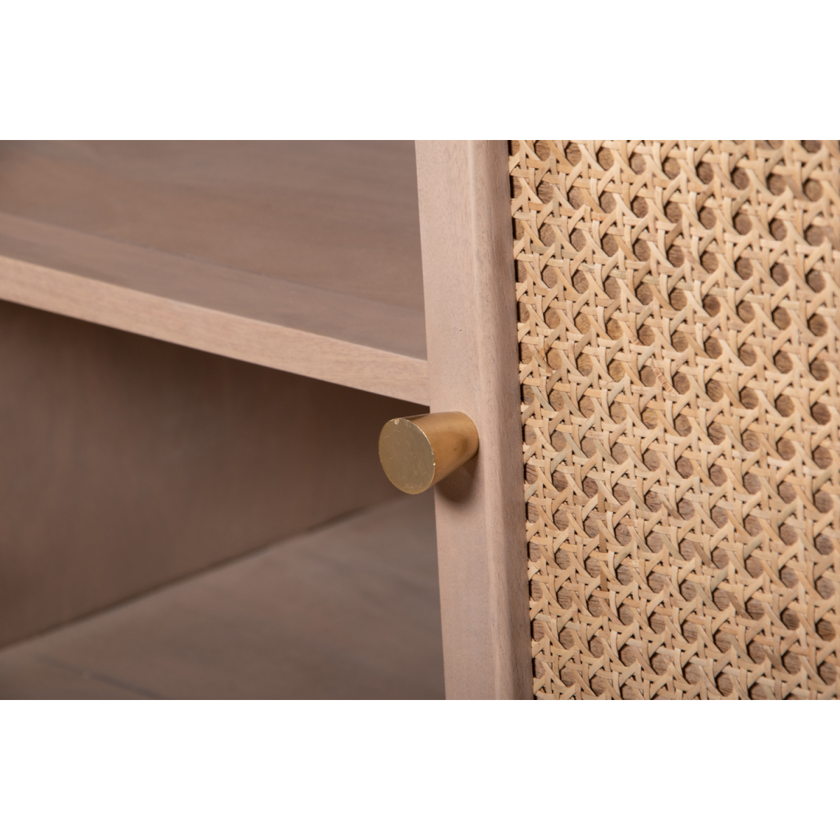 Valencia Cane & Mango Wood 4 Door Sideboard – Hand-Crafted Natural Storage Cabinet