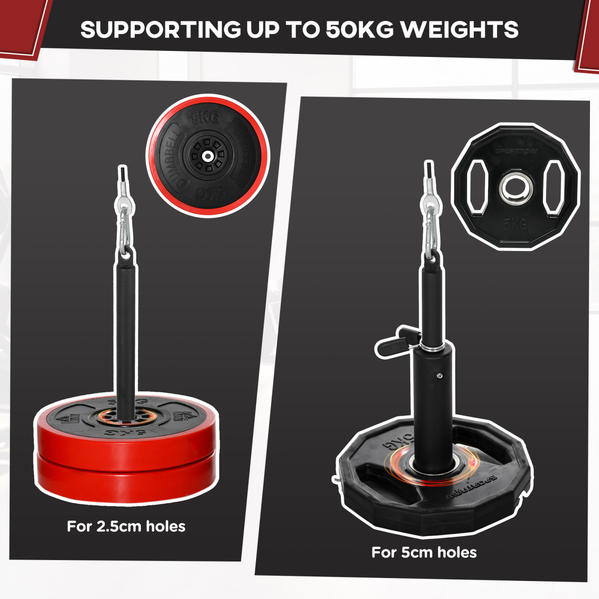 SPORTNOW Cable Pulley System with DIY Loading Weight Pin – Lat Pull Down Attachment for Home Gym, Black