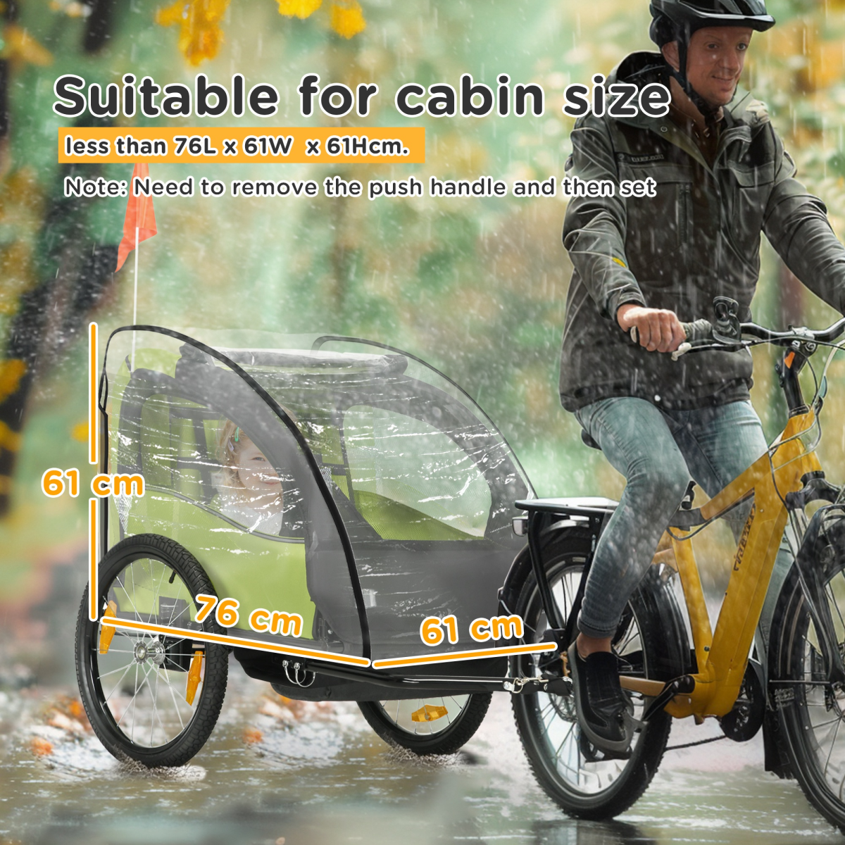 HOMCOM Baby Bike Trailer Cover – Waterproof Transparent Bicycle Trailer Storage Cover, Foldable, Clear