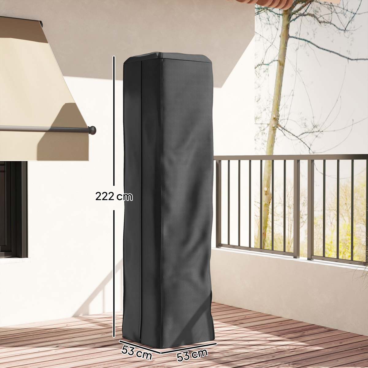 Outsunny Heavy Duty Pyramid Gas Patio Heater Cover with Zip, UPF 30+ Oxford Fabric – Weatherproof, Black