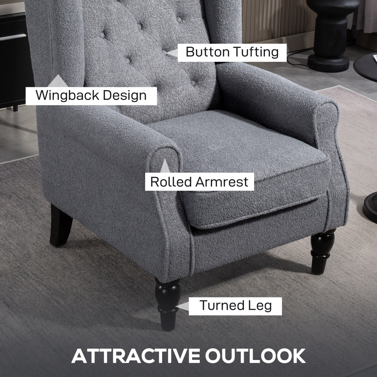 HOMCOM armchair wooden frame and legs