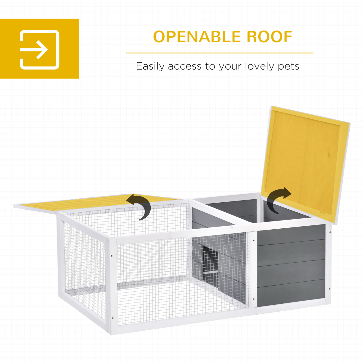 Pawhut Rabbit Hutch with Run Cover & Water-Resistant Asphalt Roof – Indoor & Outdoor Small Animal Cage