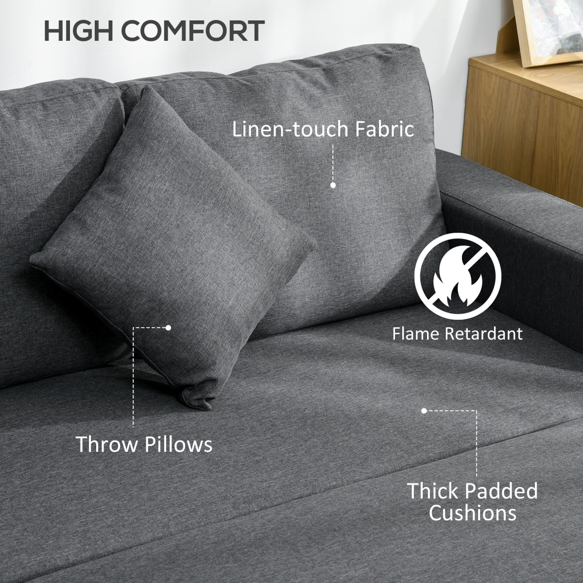 Close-up of HOMCOM sofa bed linen-feel fabric
