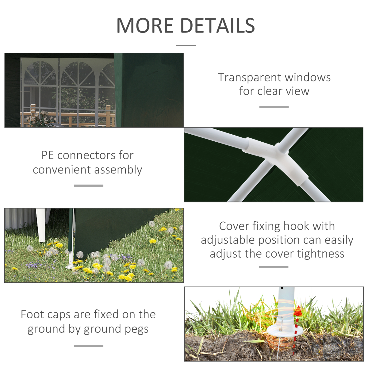 Outsunny 6m x 3m Garden Gazebo Marquee with 2 Windows & UV-Resistant Canopy – Party Tent, Green