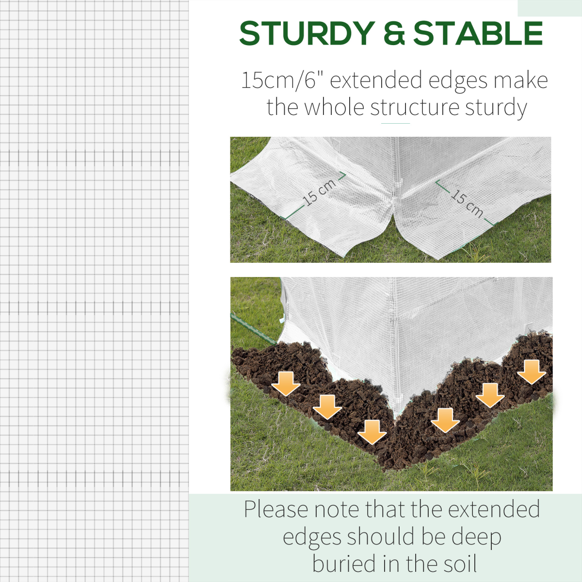Outsunny 6 x 3 x 2m Replacement Cover for Tunnel Greenhouse – Zipped Roll-Up Door and 12 Windows, White