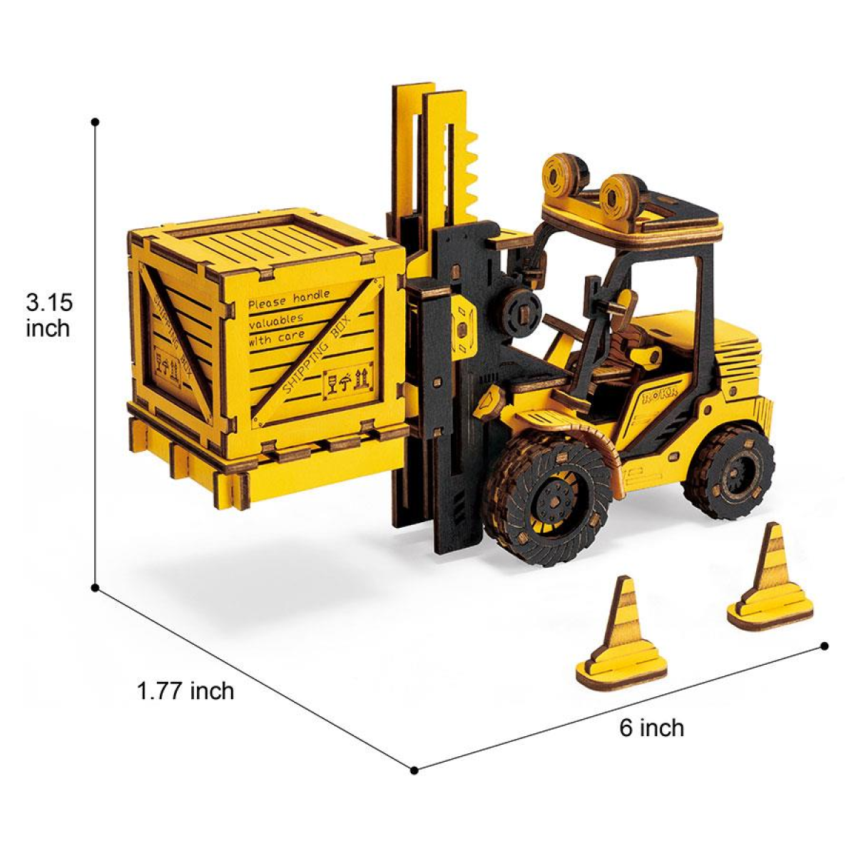 ROBOTIME ROKR Forklift 3D Wooden Puzzle Building Kit, 139 Pieces – Educational Model Toy for Ages 8+