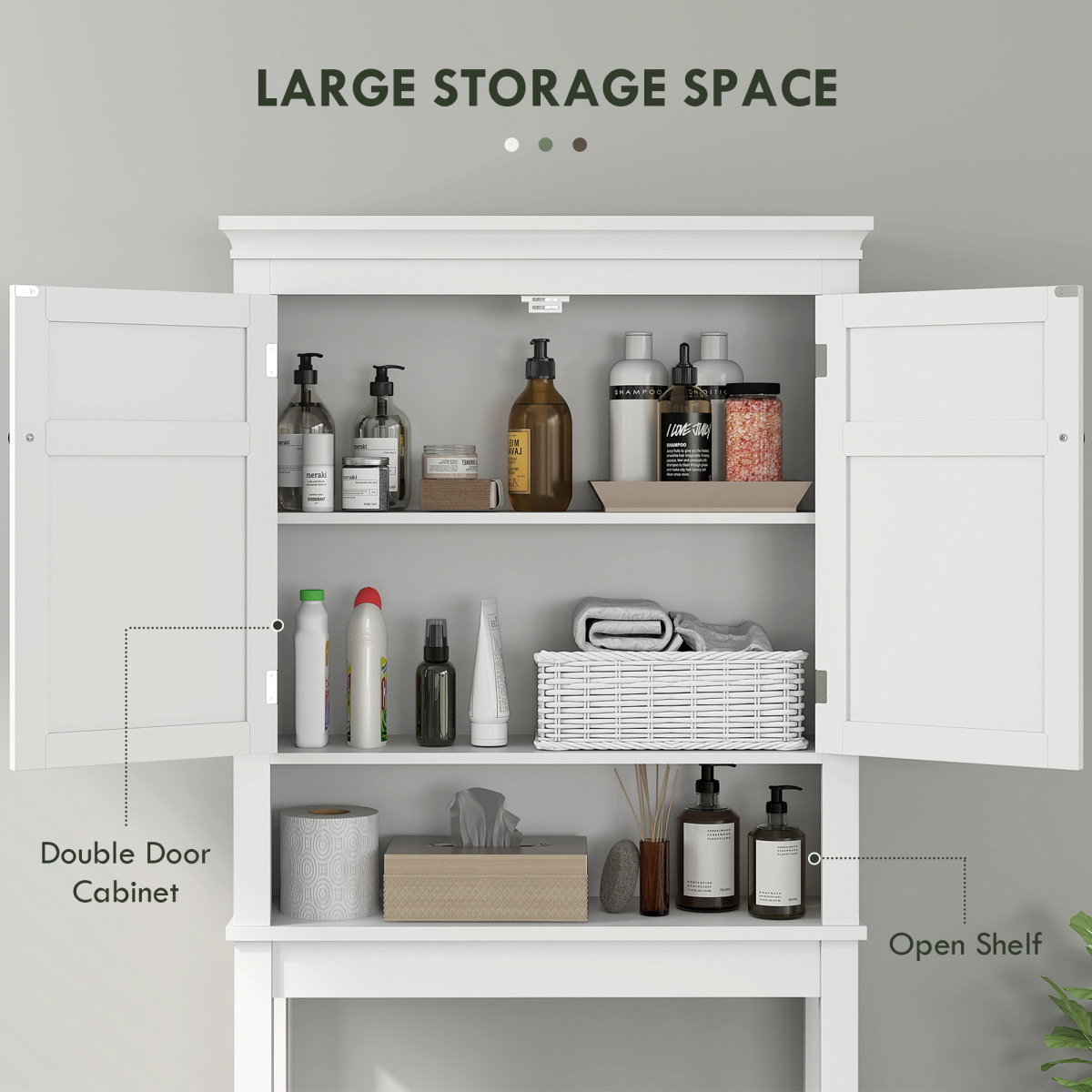HOMCOM 3-Tier Over Toilet & Washing Machine Storage Unit – Freestanding Bathroom and Laundry Shelf