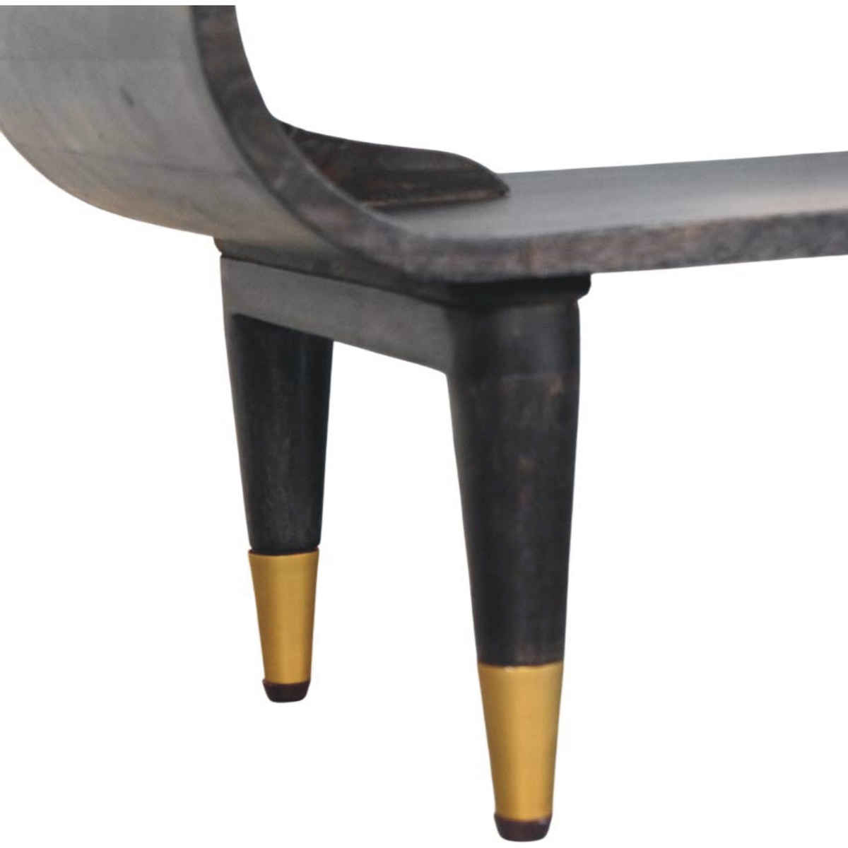 Artisan Furniture Solid Wood Curved Edge Media Unit with Brass-Tipped Legs – Velvet Mocha, Dark Brown