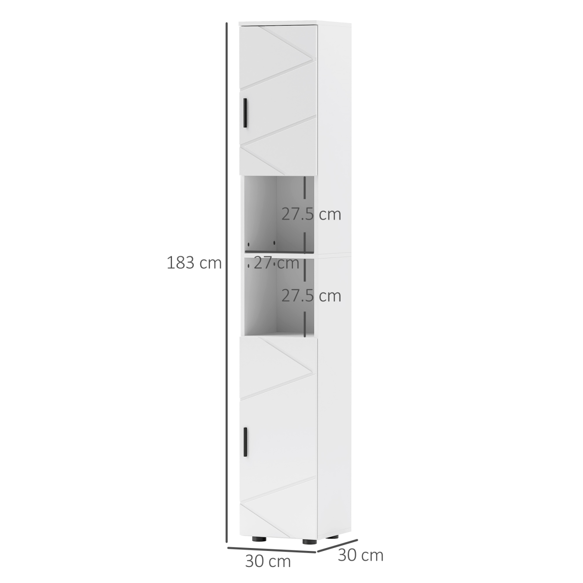 kleankin Tall Slim Bathroom Cabinet with Soft Close Doors & Open Shelves – Freestanding Storage, White