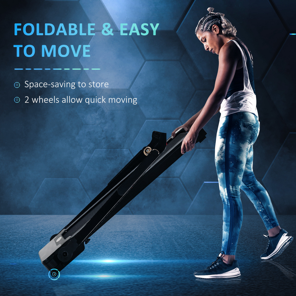 HOMCOM 1.85HP Foldable Electric Treadmill with 12 Programmes, LED Screen & Safety Key – Home Running Machine, Black