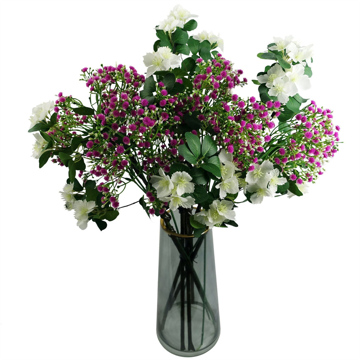 Leaf Artificial Gypsophila Stems with Wired Shapable Stalks, Pack of 6 – 55cm Floral Arrangement Decor, Pink