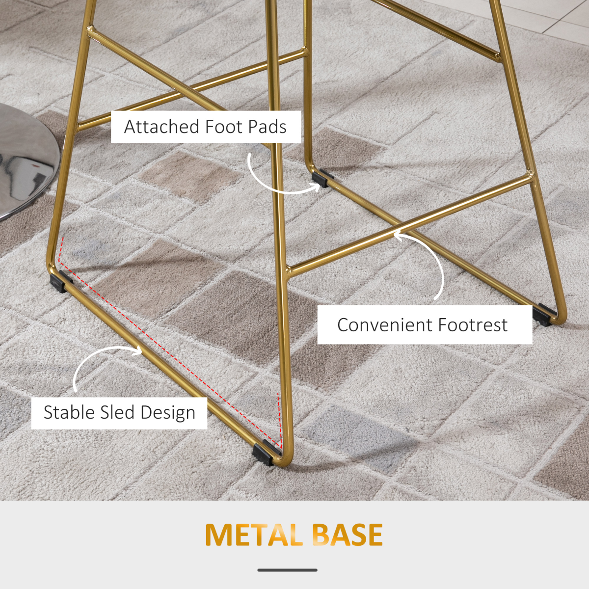 HOMCOM Modern Wire Metal Counter Height Bar Stools, Set of 2 with Footrest – Industrial Kitchen Island Seating
