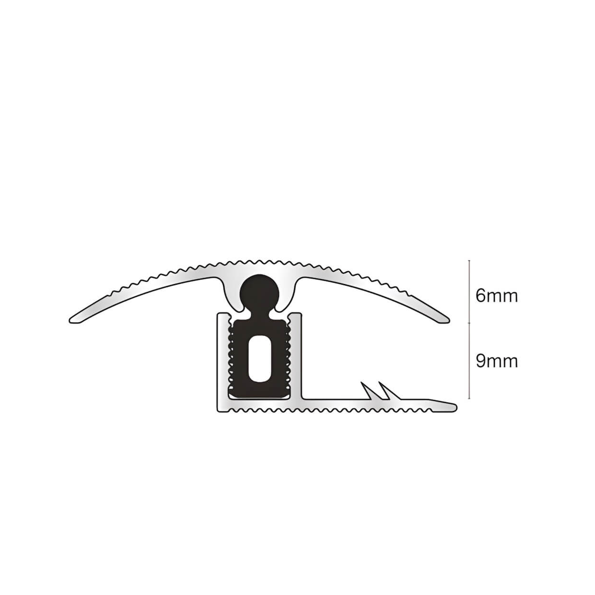 Genesis 40mm Aluminium Adjustable Height Door Threshold Strip with Easy Clip TTG Pivots – Carpet to Wood, Laminate & Tile