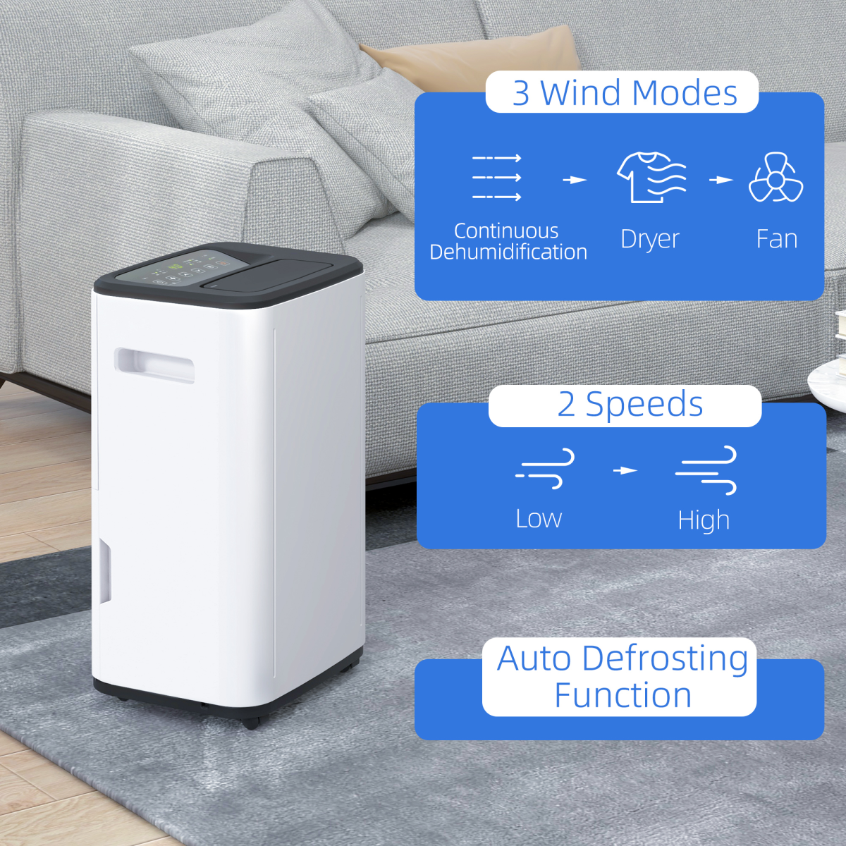 HOMCOM 20L/Day Portable Quiet Dehumidifier with 6L Tank, 24H Timer & Laundry Mode – Home Moisture Control