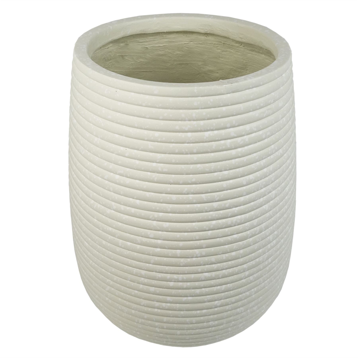 Mikos Large Ridged Composite Planter – Garden Plant Pot, 41cm x 30cm, Stone