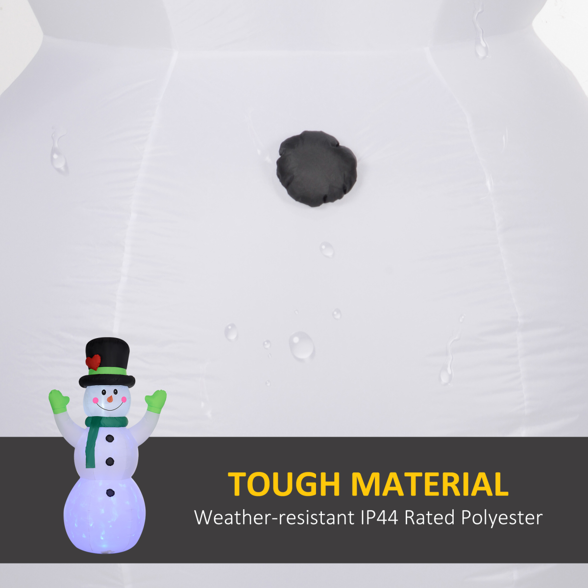 Outsunny 10ft Christmas Inflatable Snowman with Black Hat & Green Scarf – Outdoor Garden Decoration, White