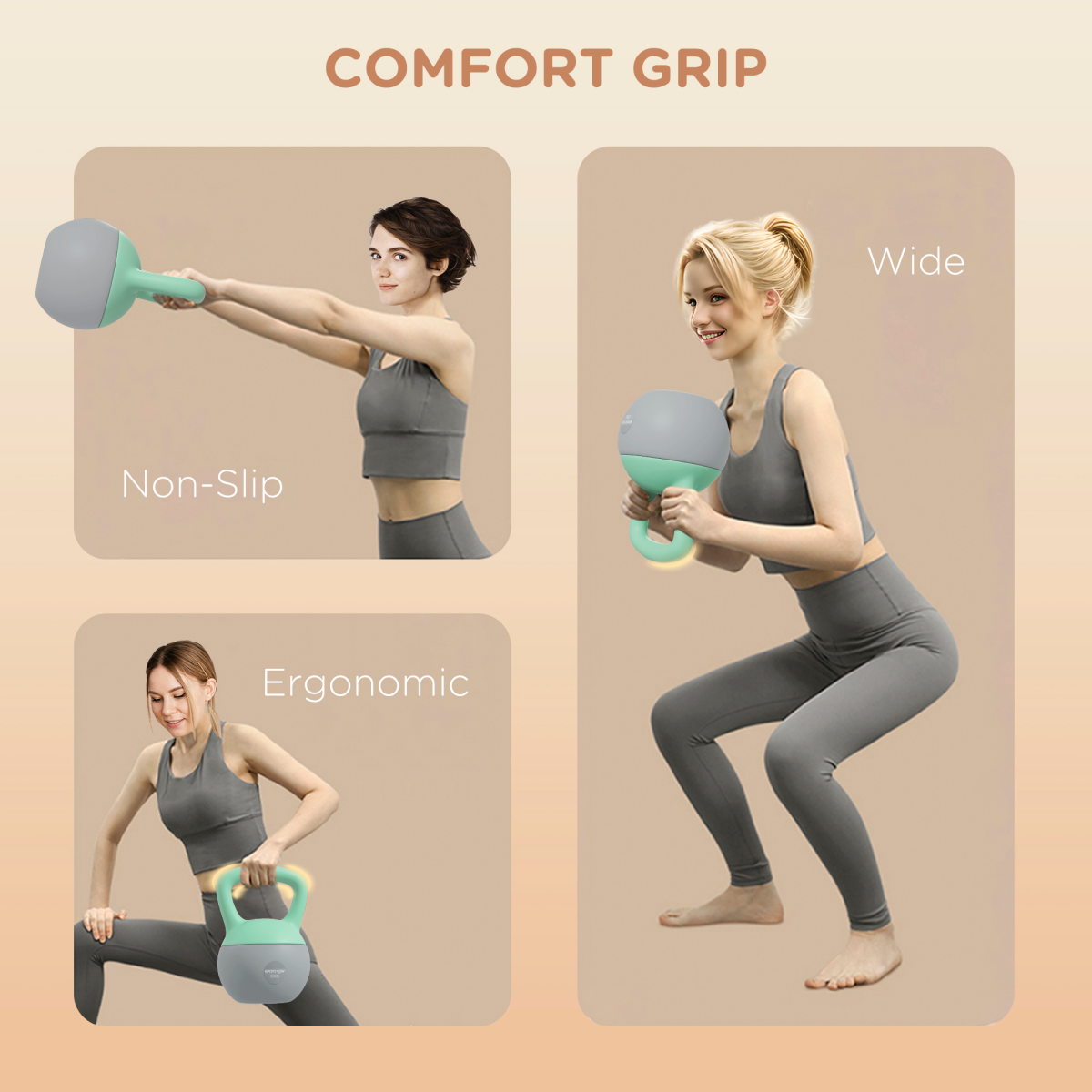 SPORTNOW 8kg Soft Kettlebell with Non-Slip Handle & Flat Base – Home Gym Strength Training, Grey and Green