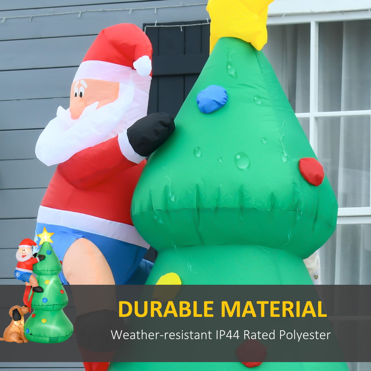1.8m Inflatable Christmas Tree with Santa Claus & Dog, LED Lights – Self-Inflating Indoor & Outdoor Decoration