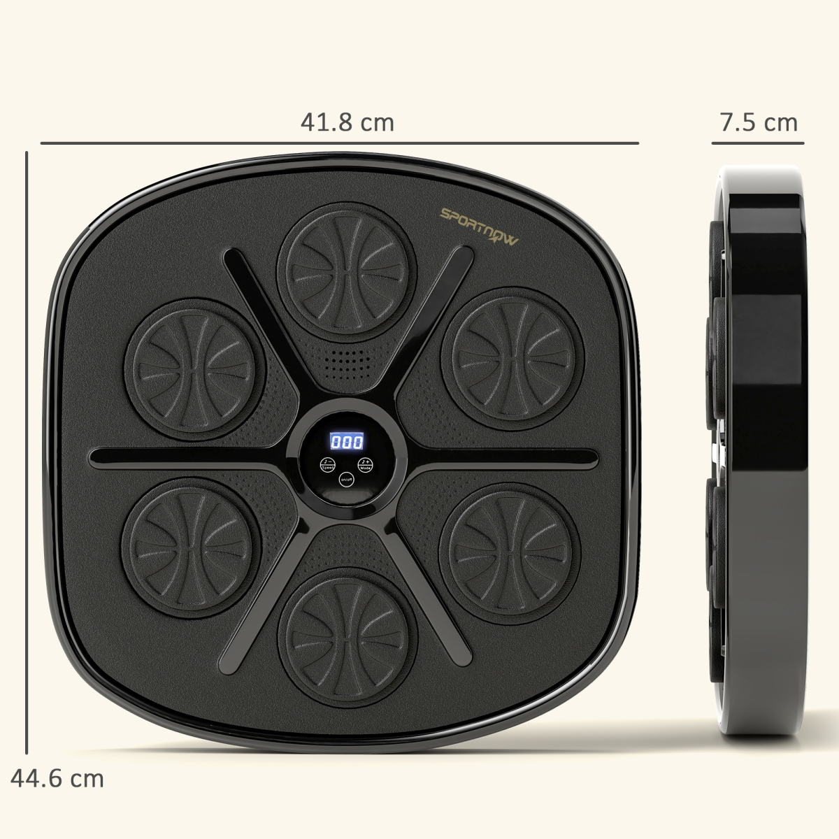 SPORTNOW Smart Bluetooth Boxing Machine, Wall Mounted with 9 Speeds & Modes – Music Boxing Trainer, Black