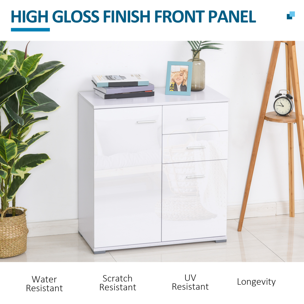 High Gloss 2-Tier Tipping Shoe Cabinet with Slim Profile – Hidden Hallway Shoe Storage, White