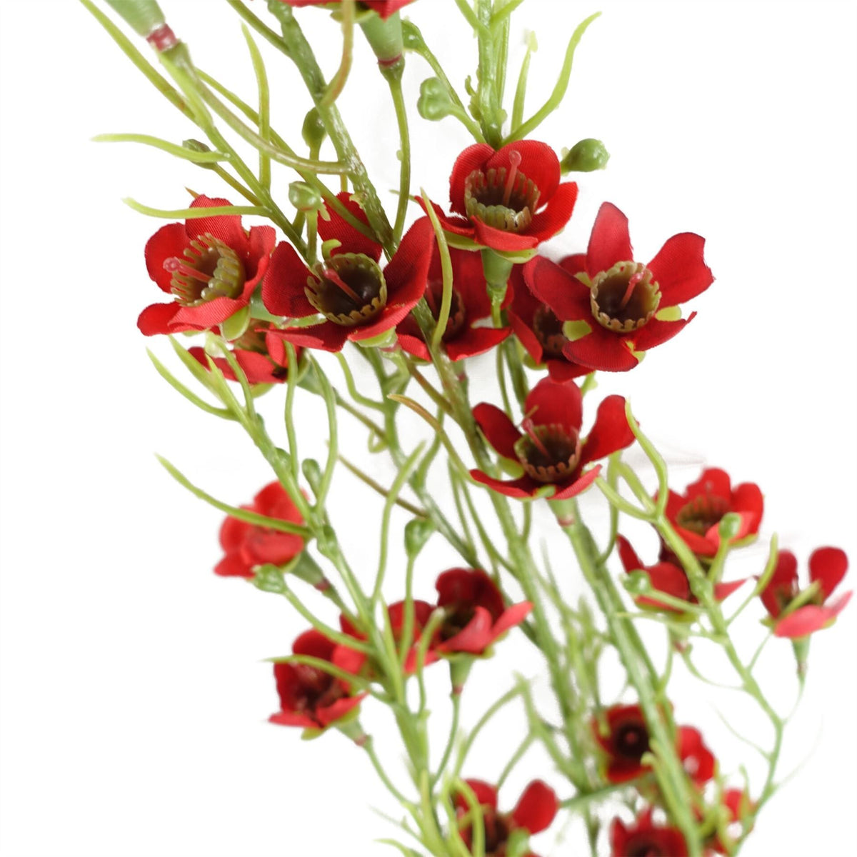 Pack of 6 x 100cm Artificial Foliage Stem with Small Flowers – Red
