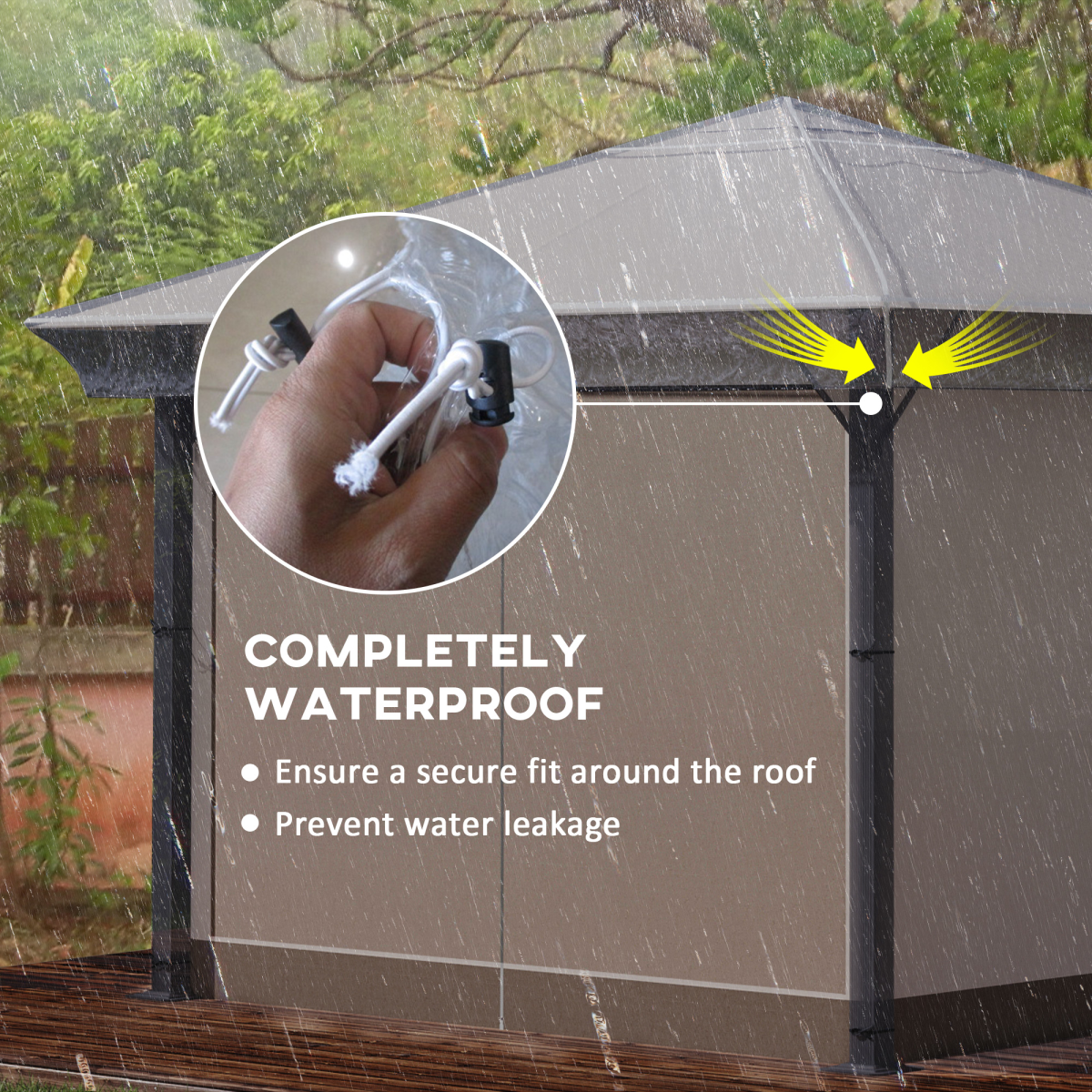Outsunny 3 x 3m Gazebo Protective Cover – Waterproof PVC Rain Cover with Pull Cord for Canopy or Tent