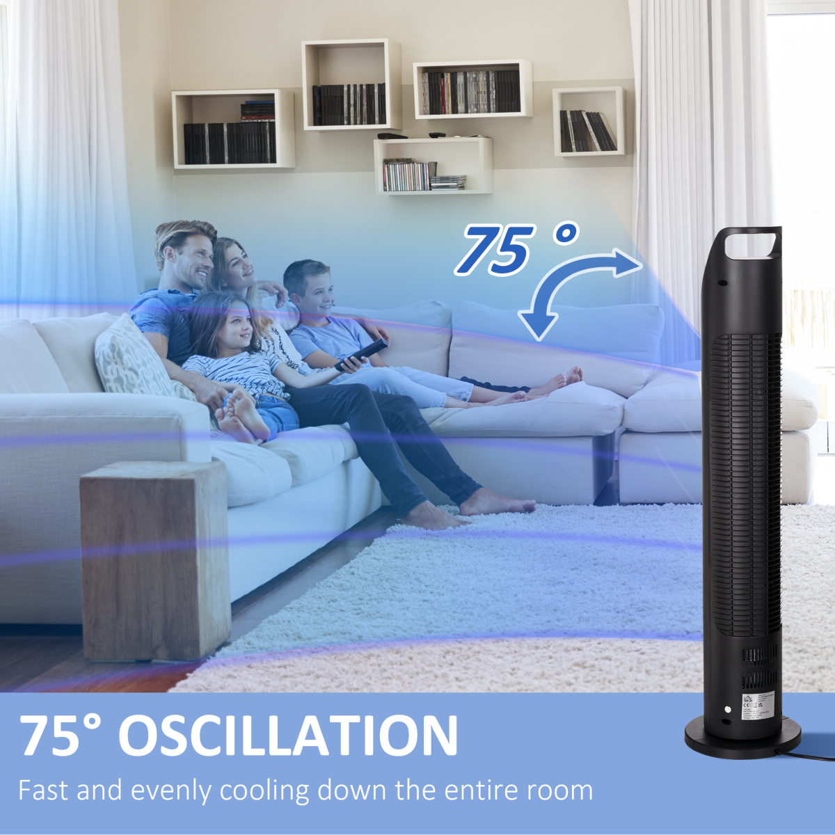 HOMCOM Oscillating Tower Fan with Remote Control & 4-Hour Timer – Slim Cooling for Home or Office