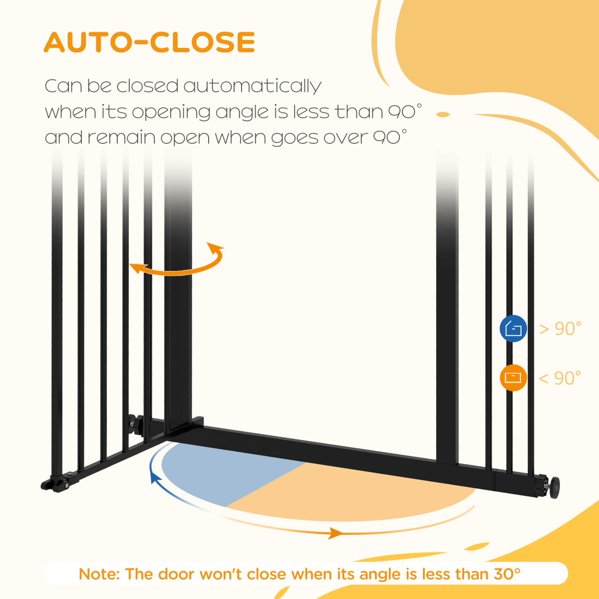 PawHut Adjustable Safety Gate with 1 Extension and 4 Screws – Pet Gate for Doors and Stairs, Black