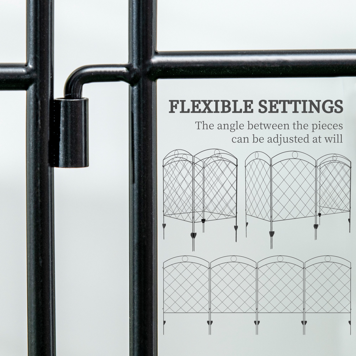 Outsunny 4-Piece Steel Garden Fencing Border Edging Set with Decorative Grid – 348 x 110cm, Black