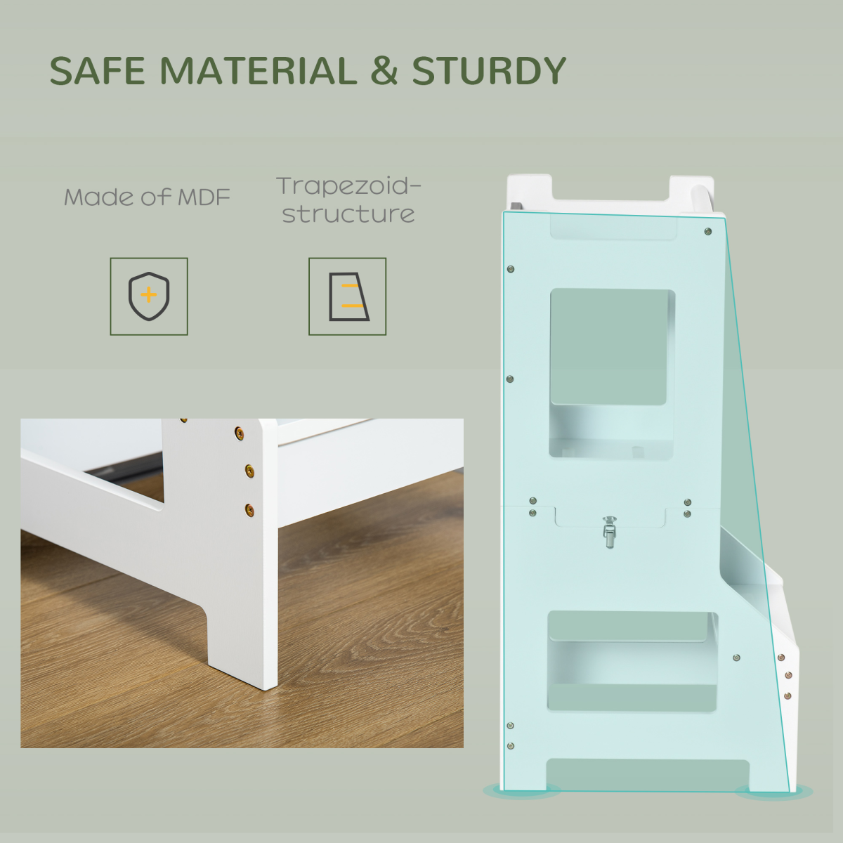2-in-1 Kids Kitchen Step Stool & Table – Learning Tower with Safety Rail & Chalkboard