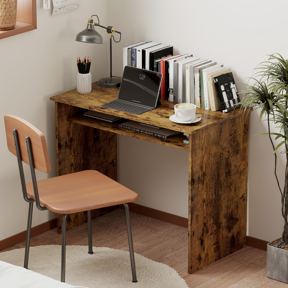 Minimalist Home Office Writing Desk with Spacious Top – Compact Study Desk for Bedrooms & Small Spaces