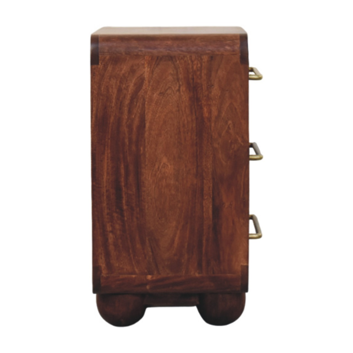 Artisan Furniture Solid Wood 3-Drawer Rounded Chest with Brushed Brass Handles – Winewood Oak, Brown